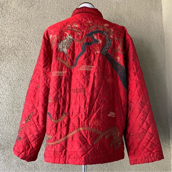 “Chico’s” Red Silk Quilted Jacket size 14-16 (Chico’s size 3) - Picture 3 of 11